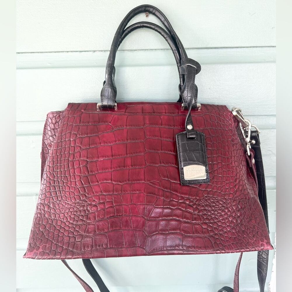 Elegant Red Crocodile-Embossed Satchel